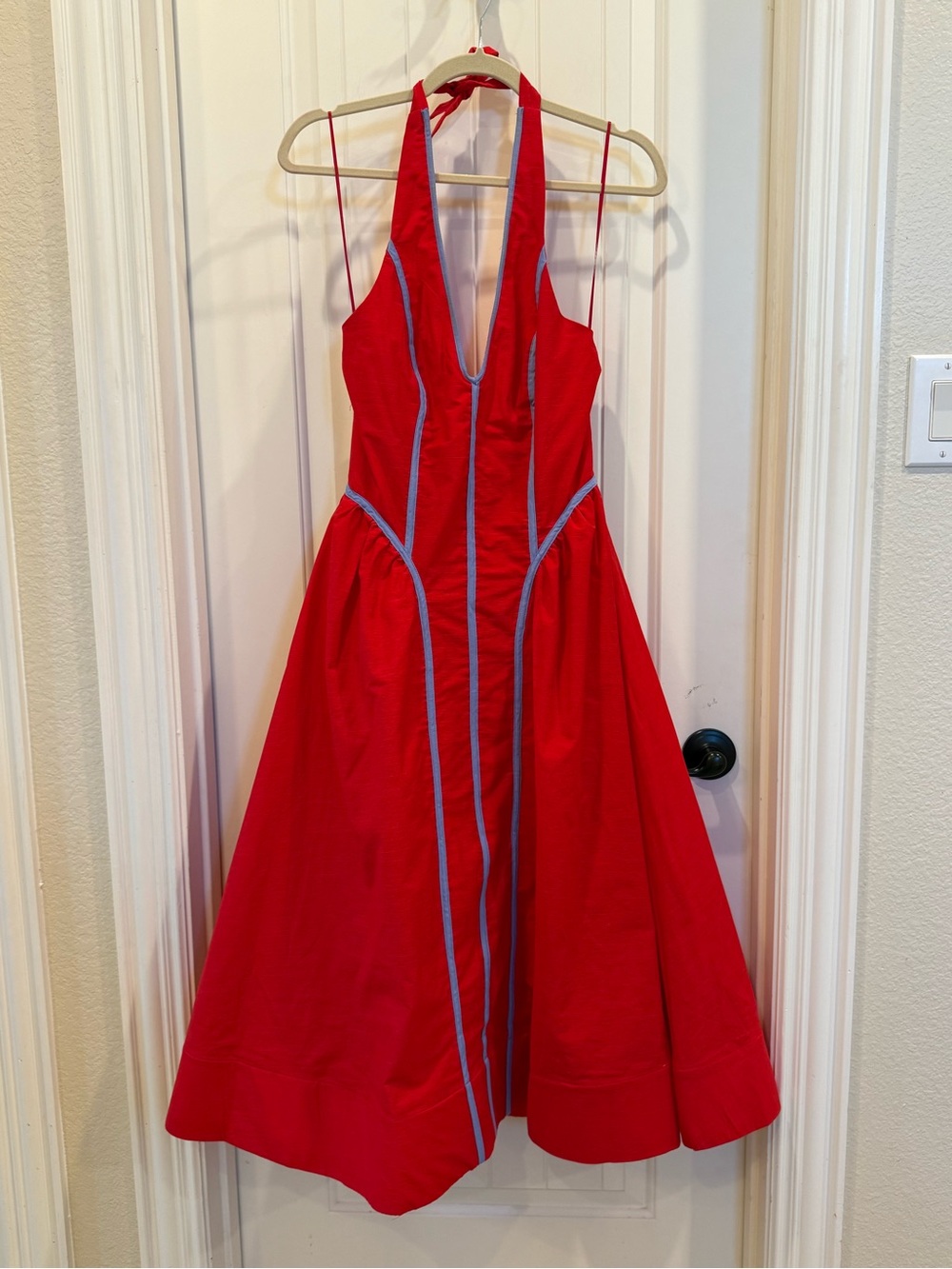 By Anthropologie Halter V-Neck Fit & Flare Midi Dress - Picture 4 of 7
